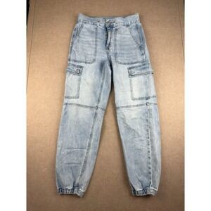American‎ Eagle Jeans Women’s 2 Cargo Jogger High Rise Denim Drawstring Pants